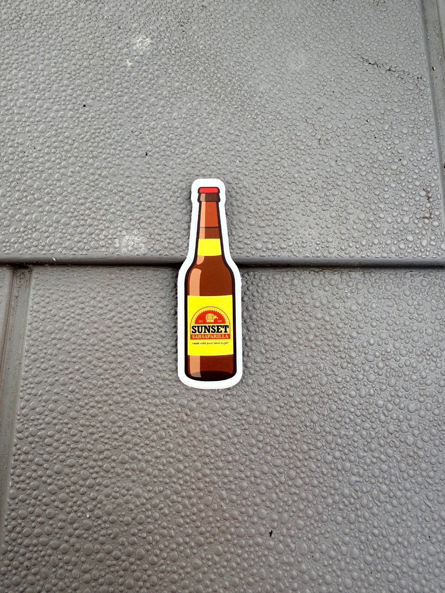 Sunset Sarsaparilla Bottle — 3" Matte Vinyl Sticker