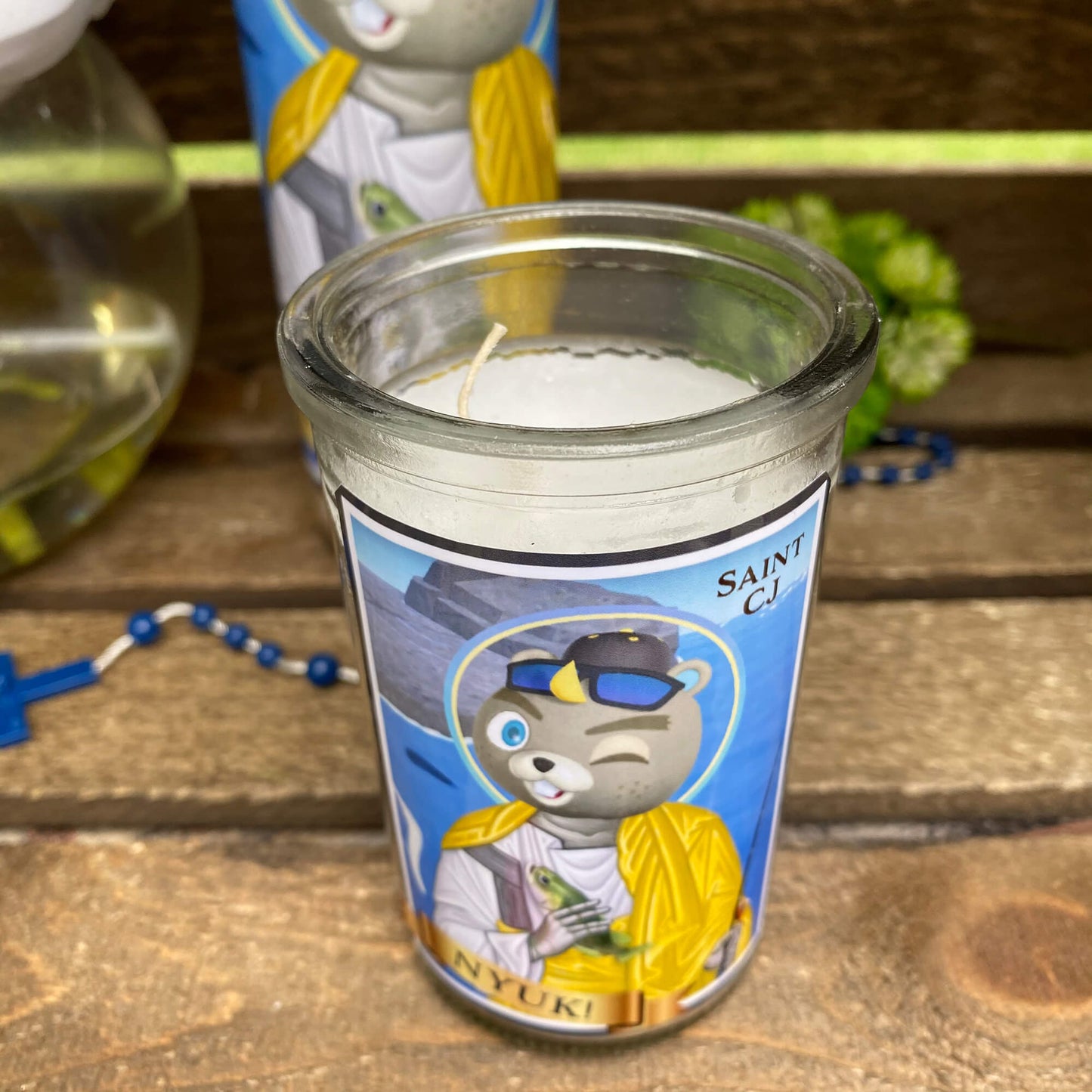 a candle that is sitting on a table