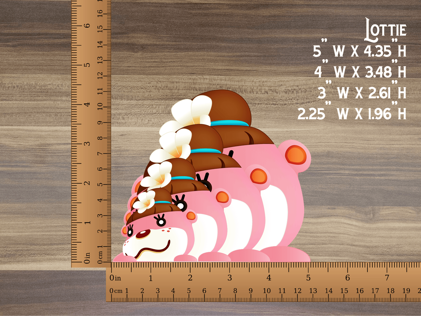 a large ruler with a picture of a cake on it