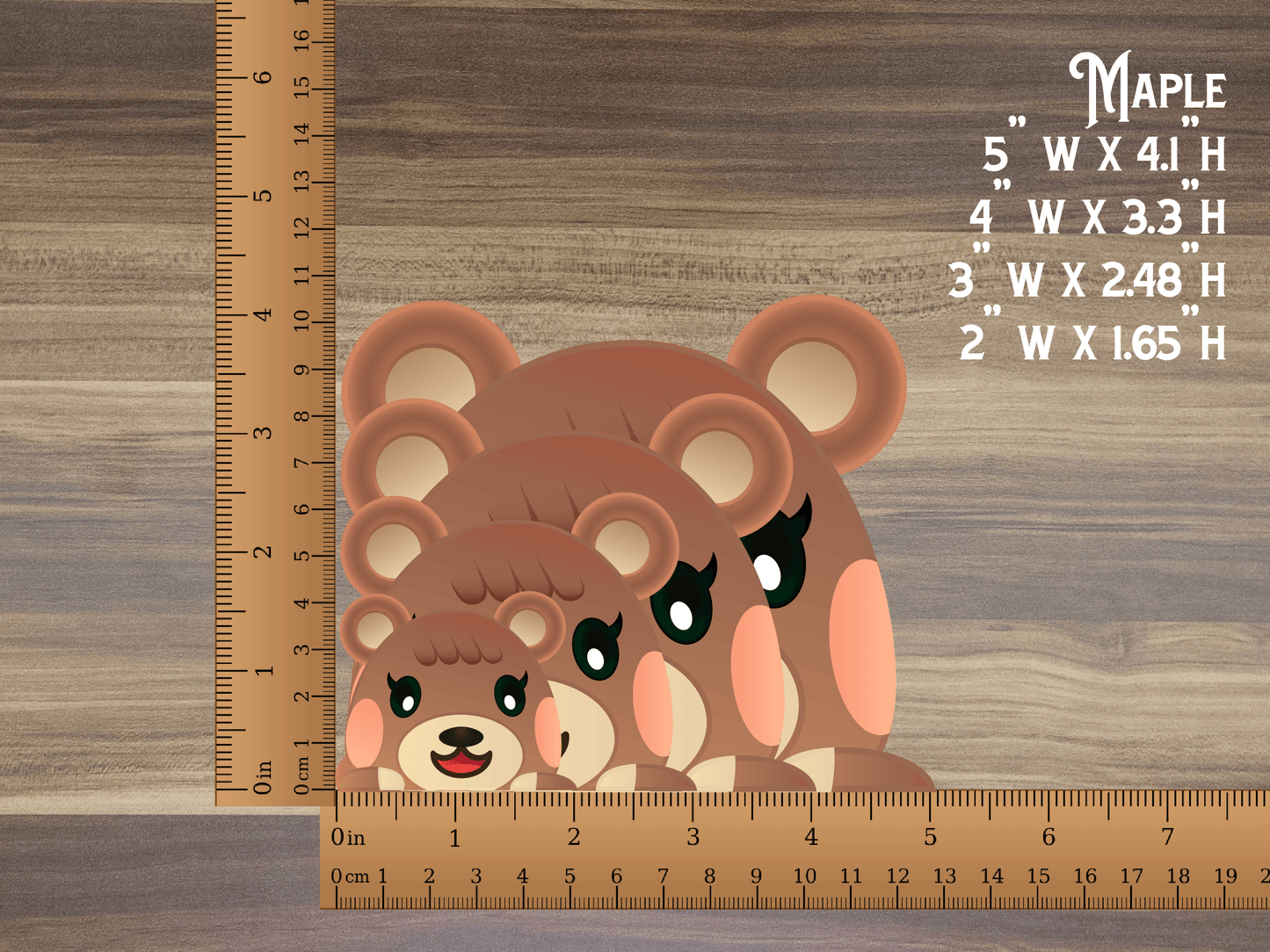 a ruler with a picture of two bears on it