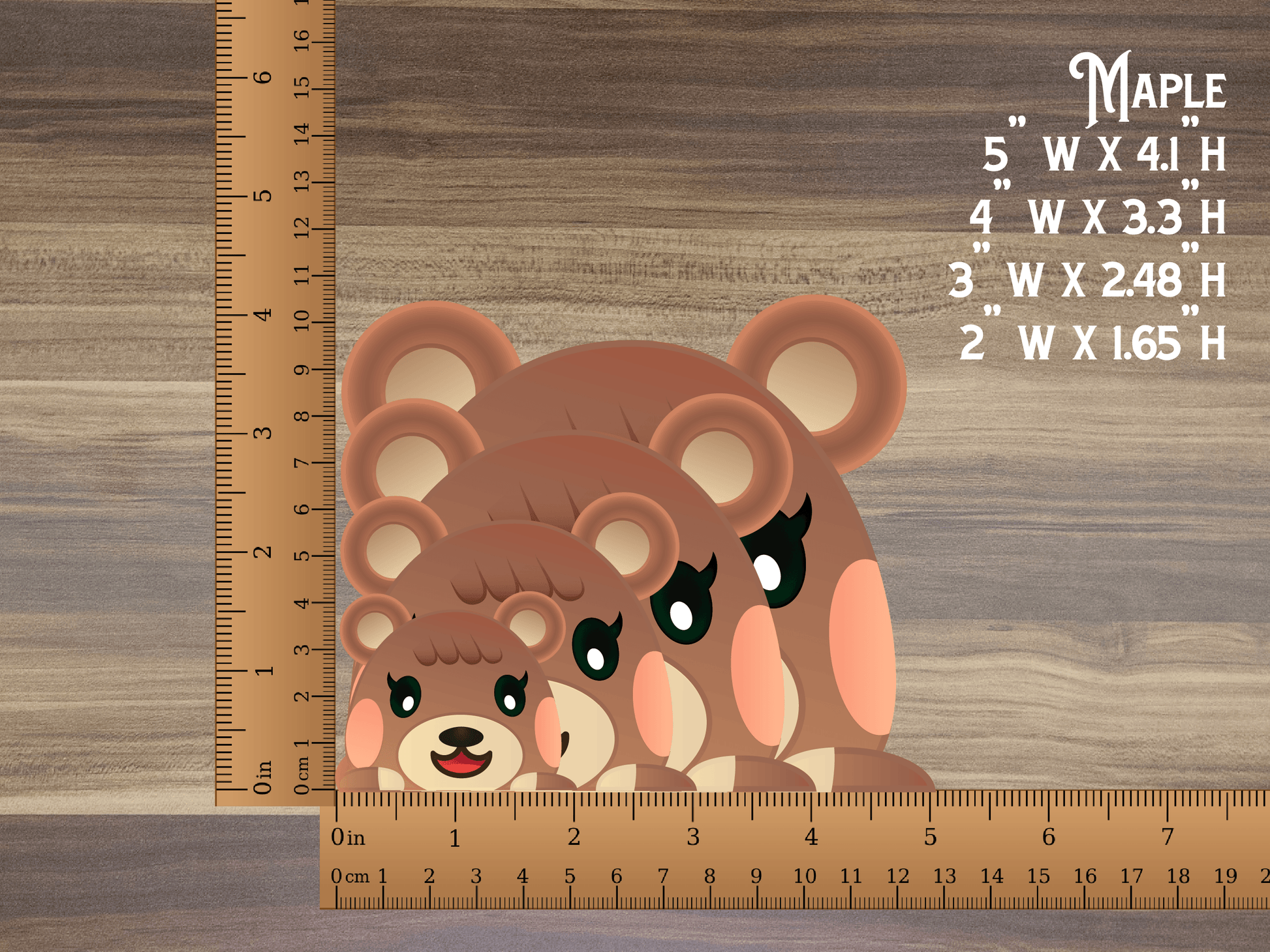 a ruler with a picture of two bears on it