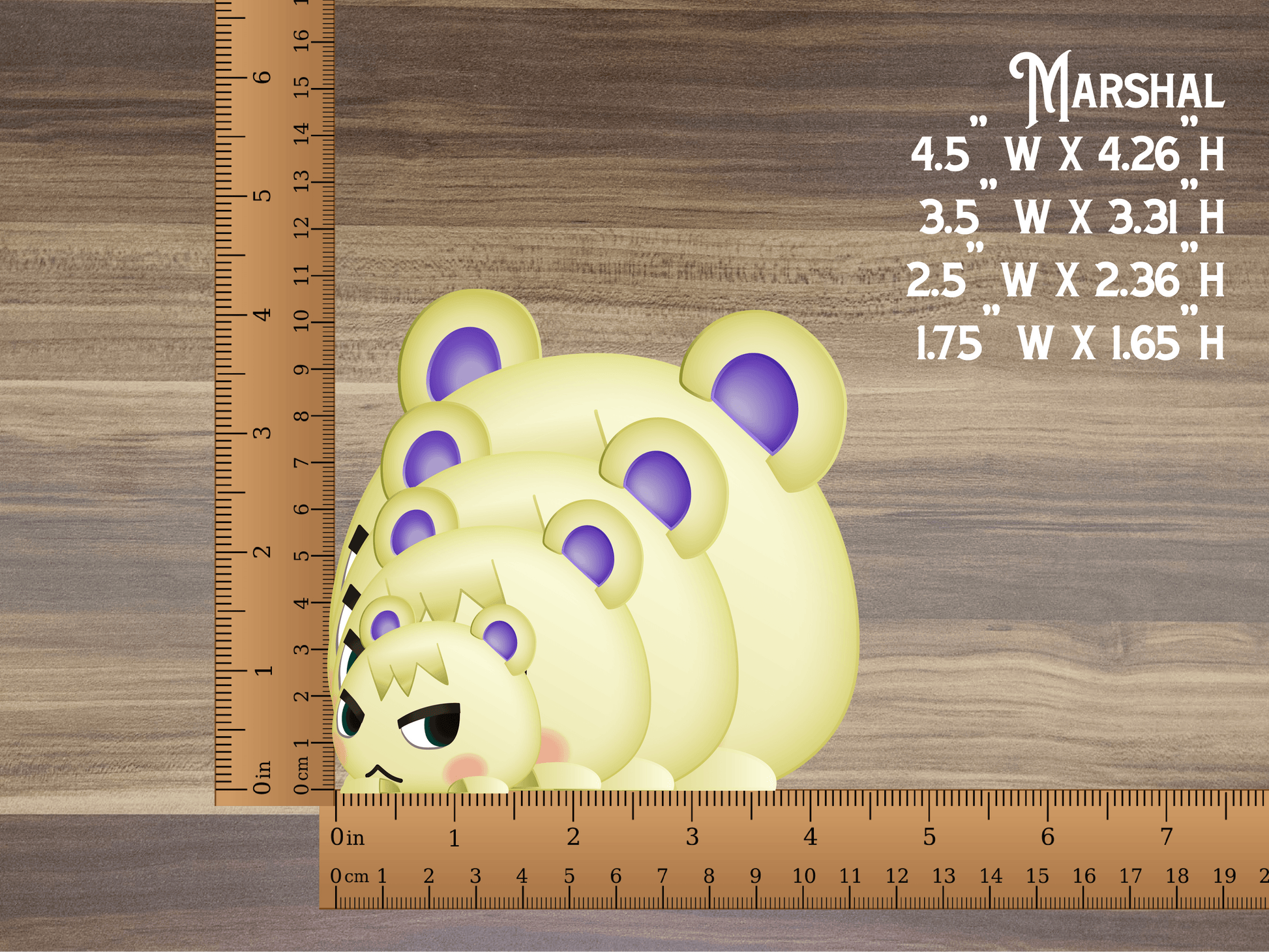 a ruler with a cartoon bear on it
