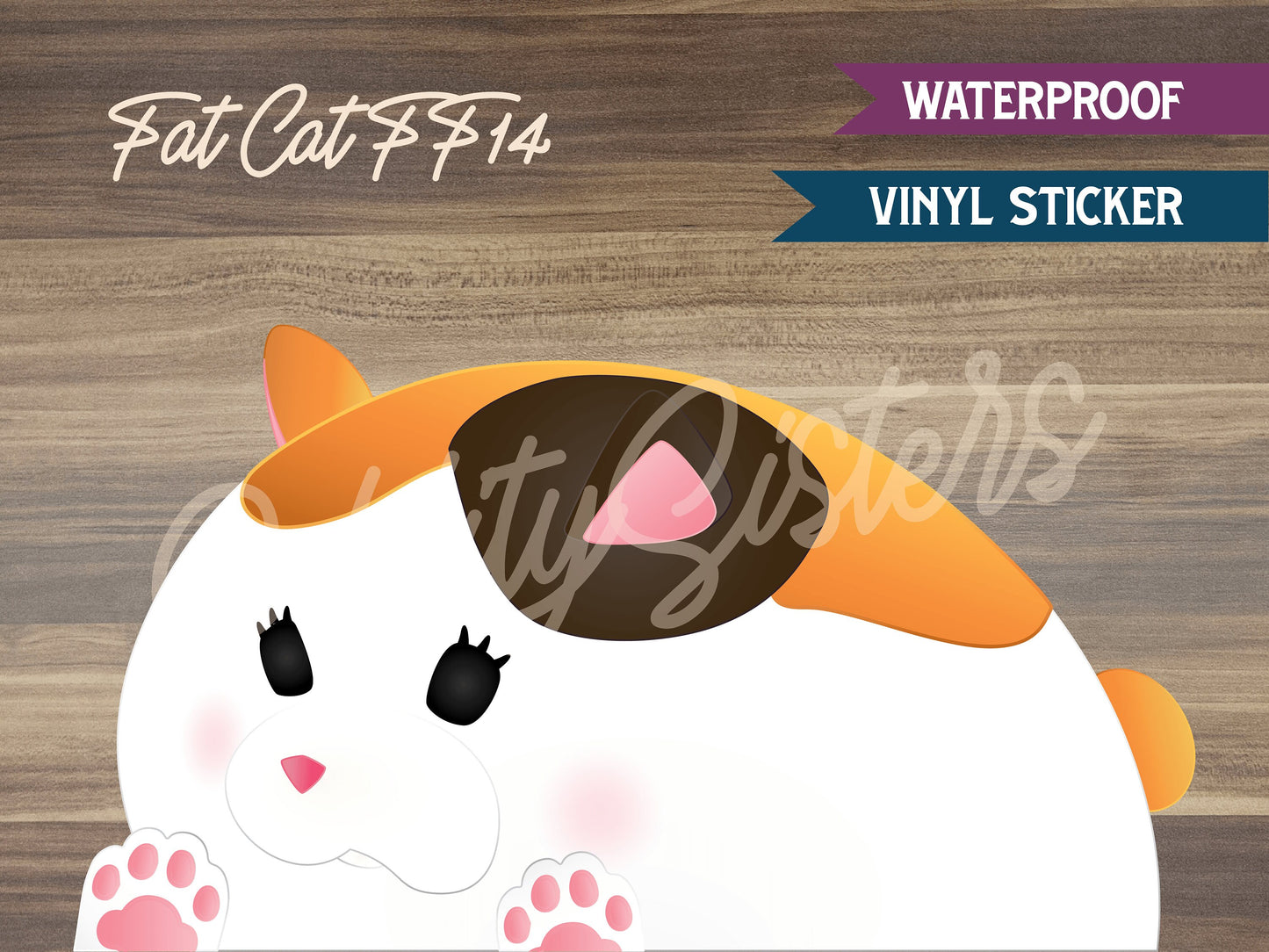 Final Fantasy 14 Fat Cat Peeker Sticker Decal