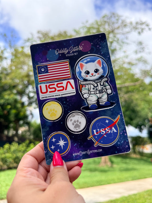 USSA Space Program Sticker Sheet — Mr. Pebbles Edition (4×6")