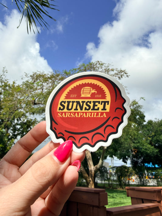 Sunset Sarsaparilla Bottle — 3" Matte Vinyl Sticker