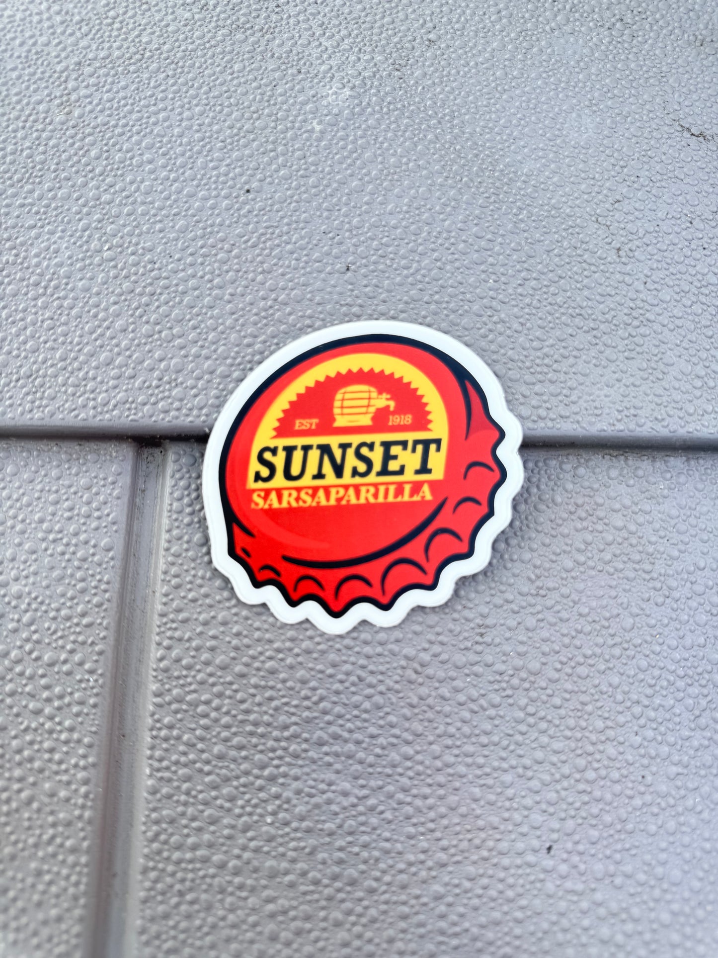 Sunset Sarsaparilla Bottle — 3" Matte Vinyl Sticker