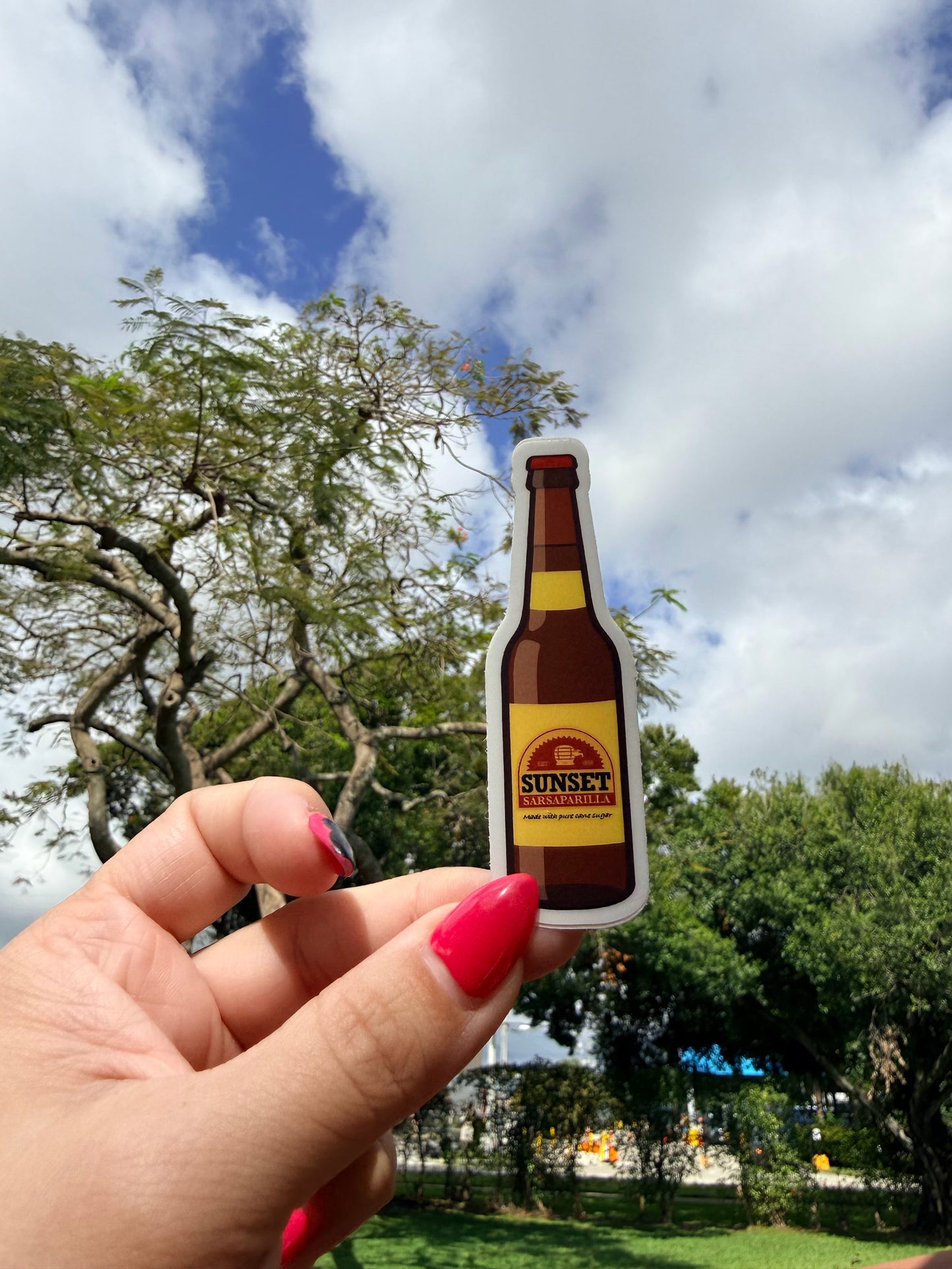 Sunset Sarsaparilla Bottle — 3" Matte Vinyl Sticker