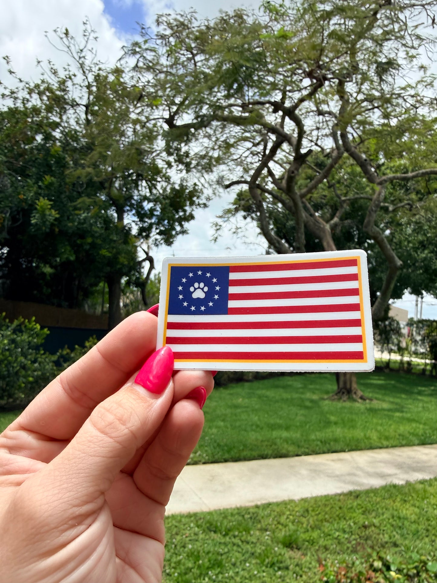 Pre-War Mr Pebbles Flag — 3" Matte Vinyl Sticker