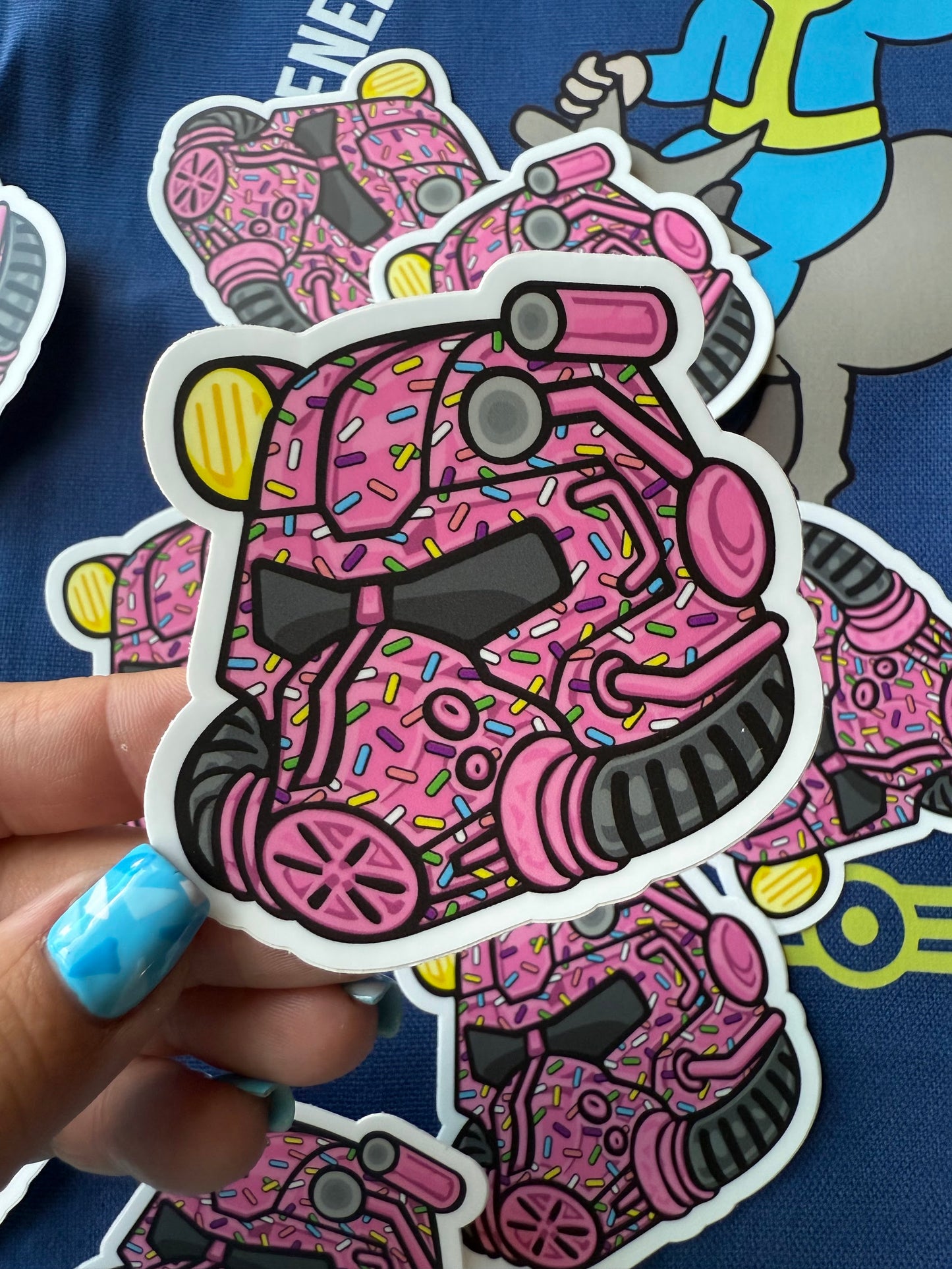 Pink Sprinklers T-60 Helmet — 3" Matte Vinyl Sticker