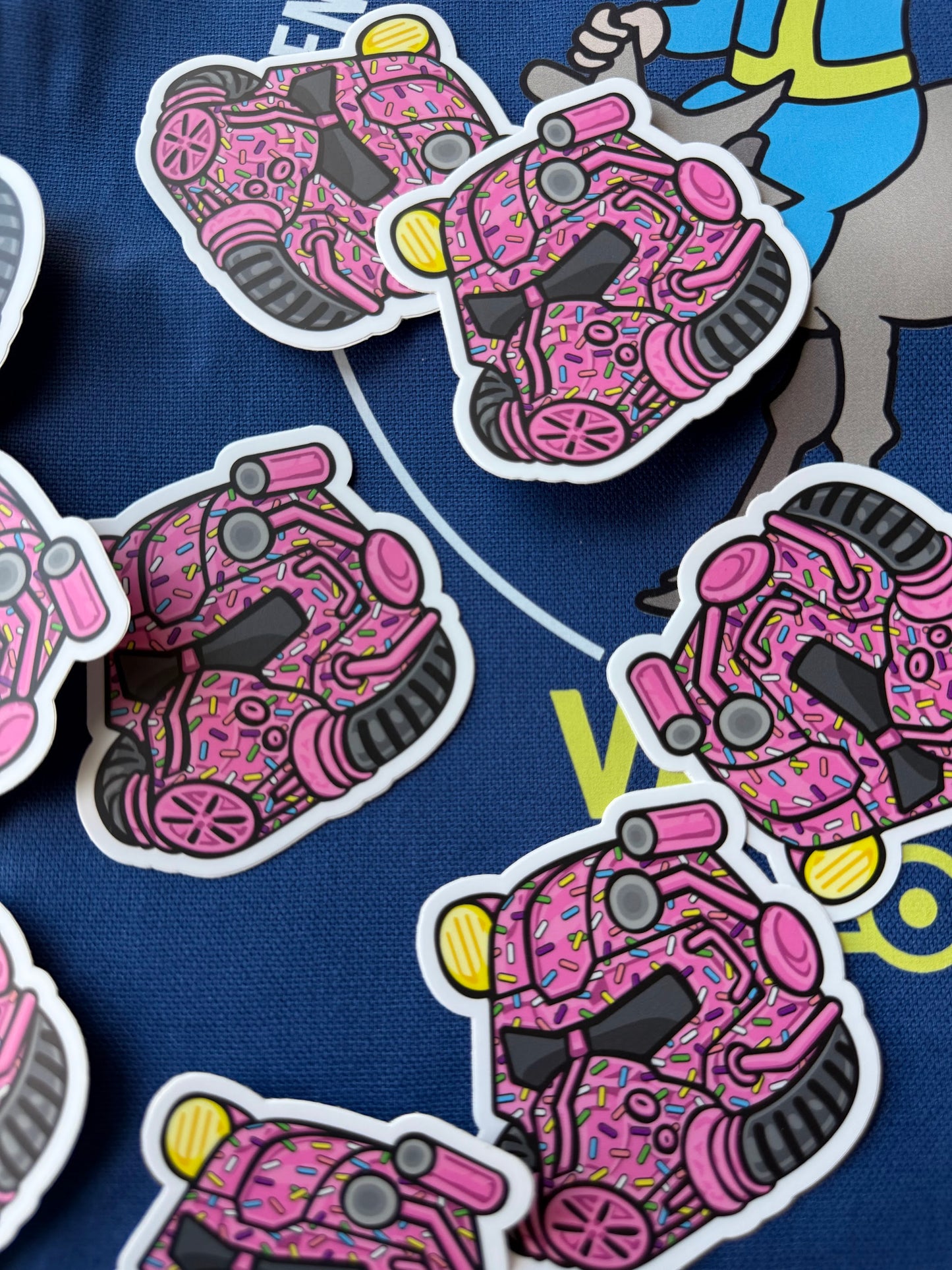 Pink Sprinklers T-60 Helmet — 3" Matte Vinyl Sticker