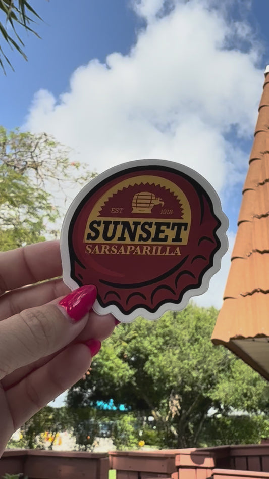 Sunset Sarsaparilla Bottle — 3" Matte Vinyl Sticker
