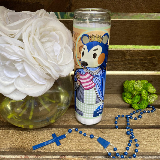 a vase with flowers and a rosary on a table