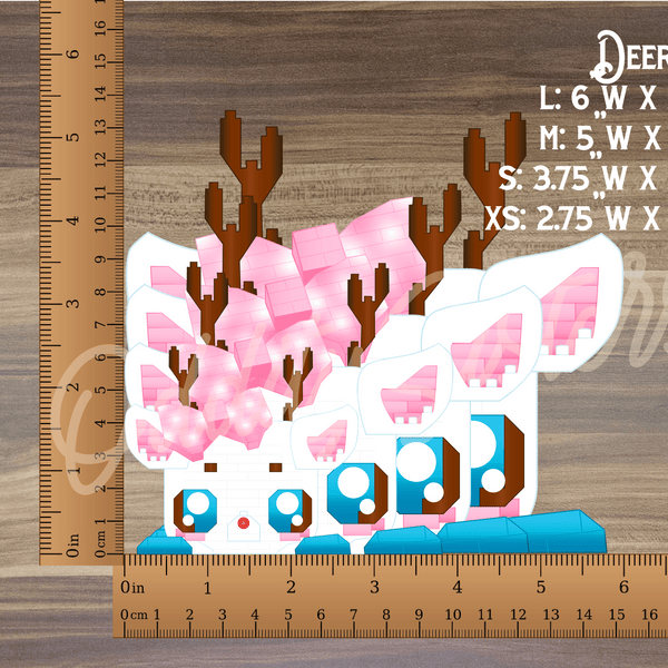 a wooden ruler with a cut out of a deer