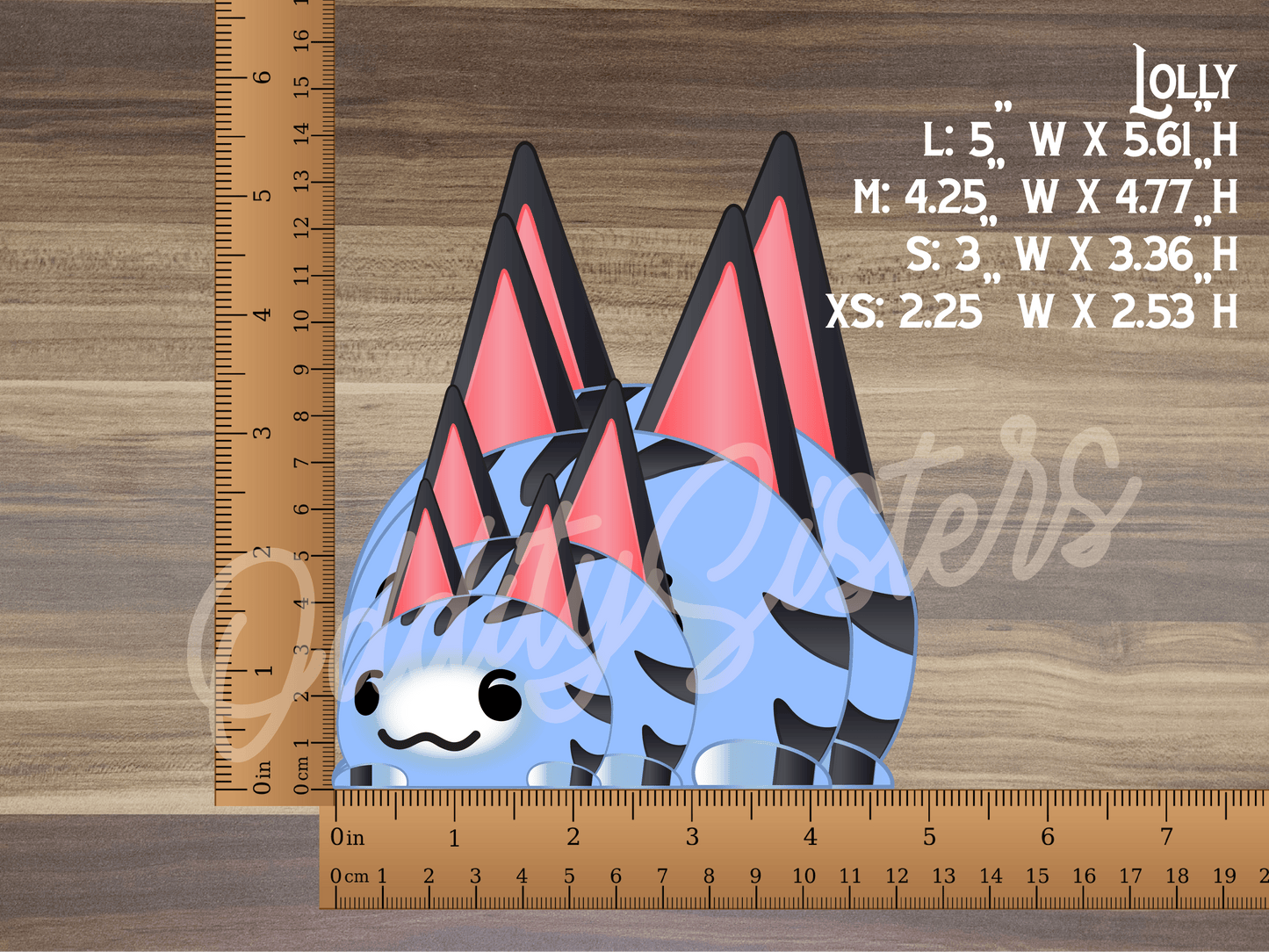 a close up of a ruler with a picture of a cat