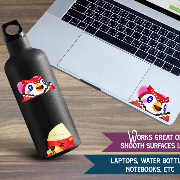 a water bottle next to a laptop on a table