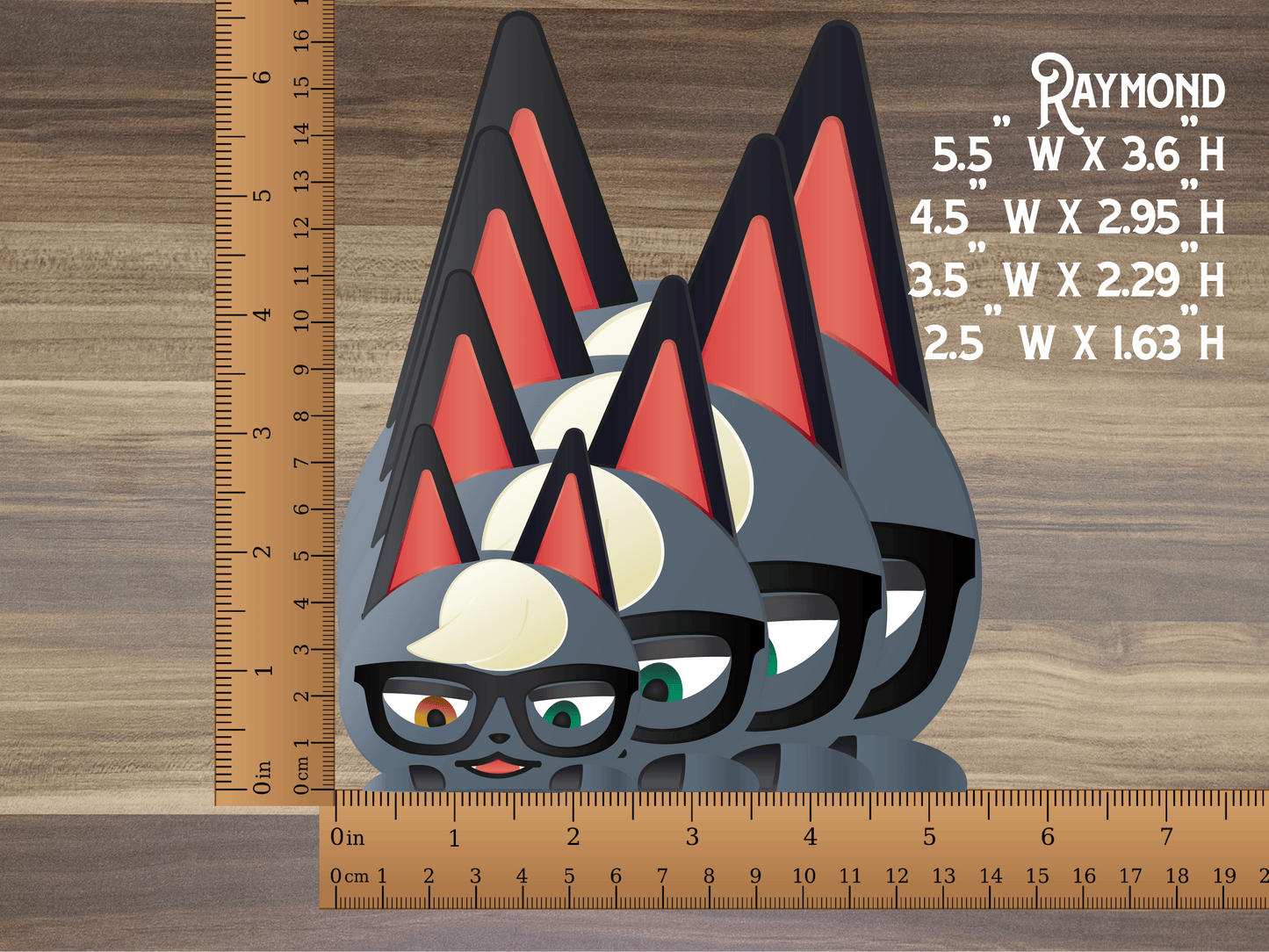 a ruler with a picture of a cat wearing glasses