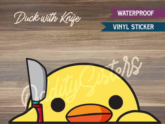 Duck With Knife Peeker Sticker