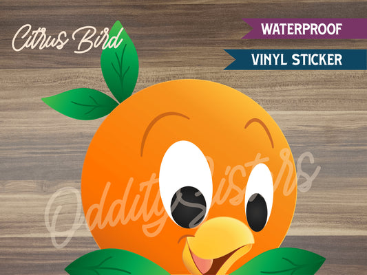 Orange Bird Peeker Sticker Decal